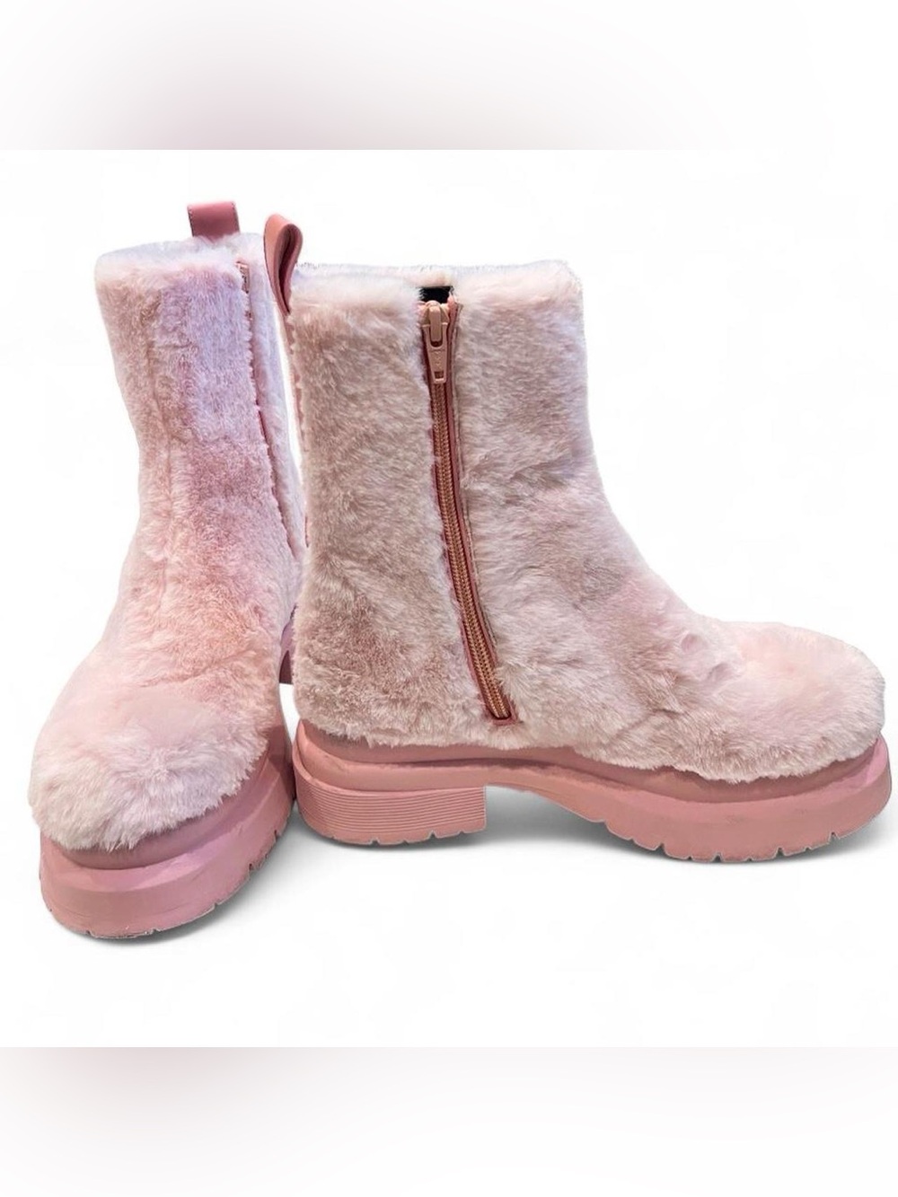 JW Anderson Women's Faux-Fur Pink Platform Ankle Boots (Size: EU 37 / US 7